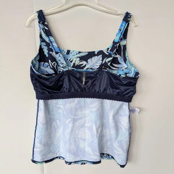 Lands' End Square Neck Underwire Tankini Swimsuit Top 16 DDD - Picture 5 of 8